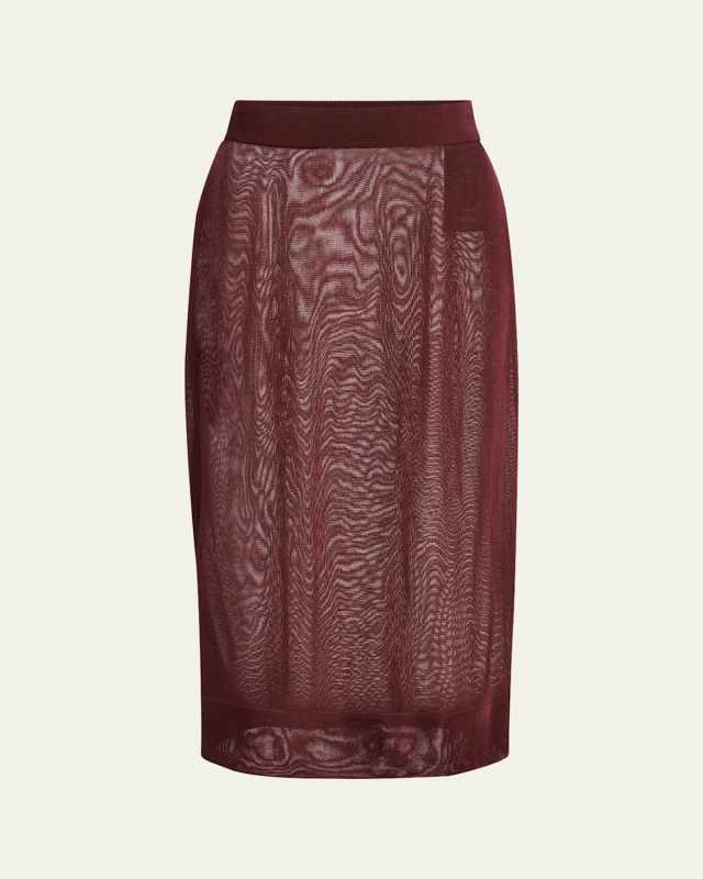 Sheer Knit Midi Pencil Skirt